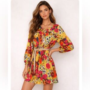 Vibrant Floral Long Sleeve Dress